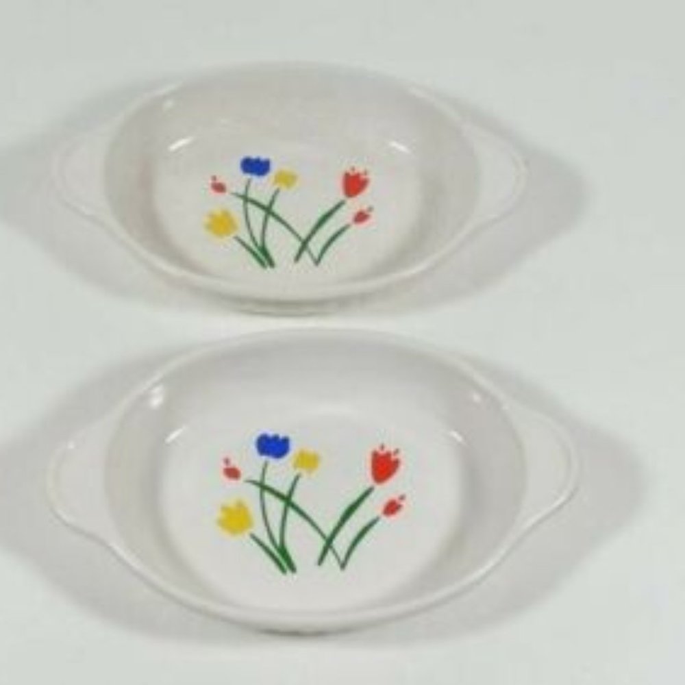 Vintage Interpur Japan Stylized Tulip Individual Casserole/Au Gratin Dish